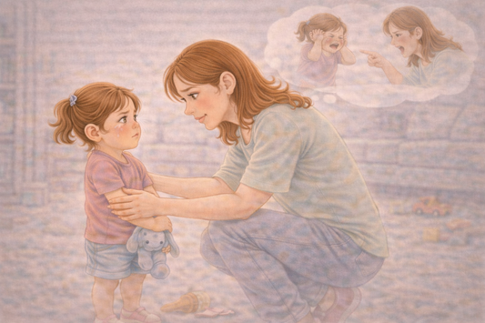 Parent gently supporting a child who seems upset over a small issue, showing emotional understanding