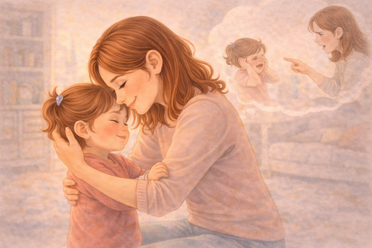 Parent connecting calmly with child instead of using discipline, showing emotional support and gentle parenting