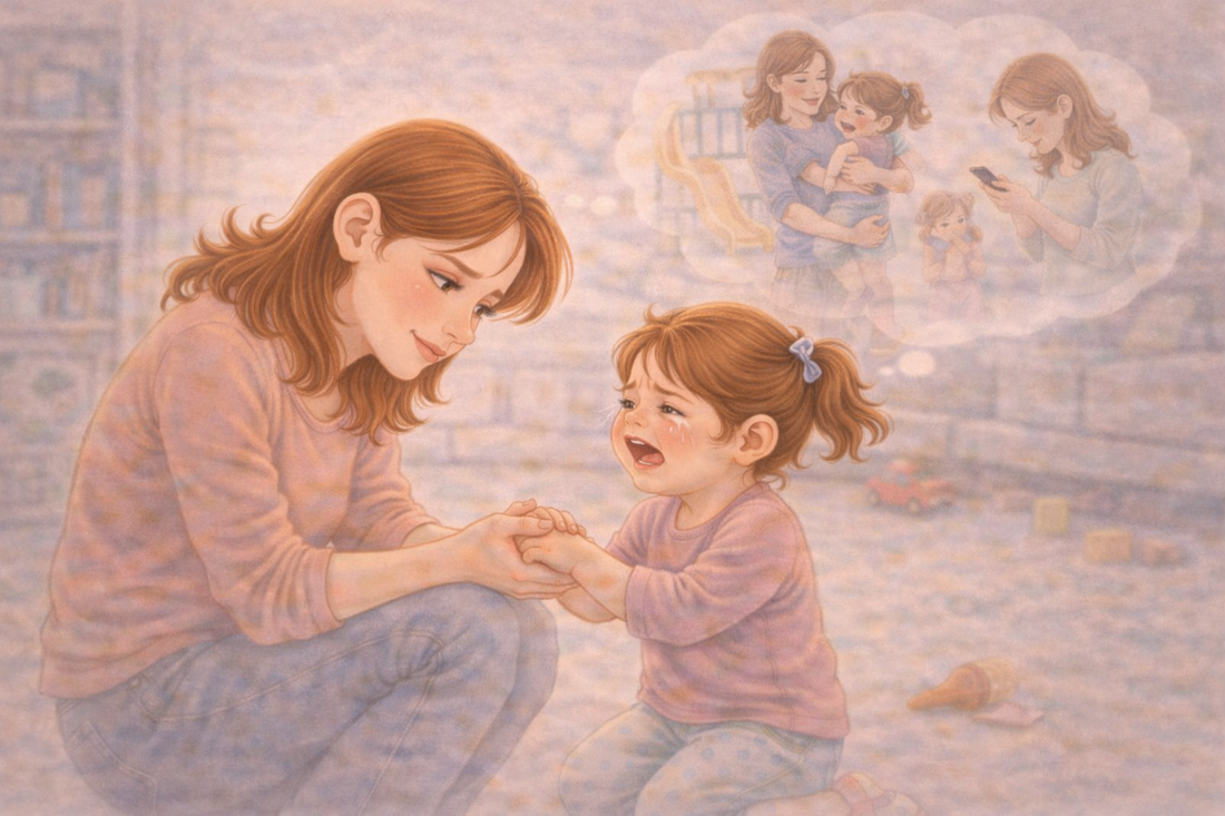 Parent gently guiding a child through cooperation in a calm and supportive interaction