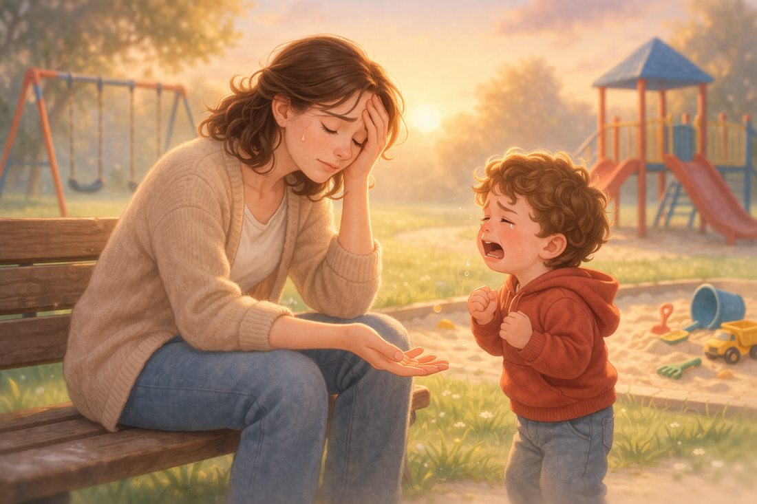 Parent comforting child after losing patience, showing emotional repair and reconnection